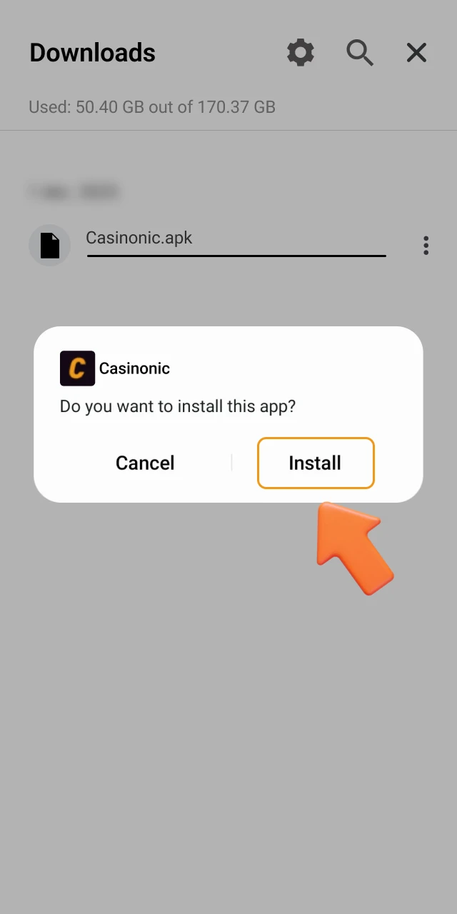 Install Casinonic on your Android device.