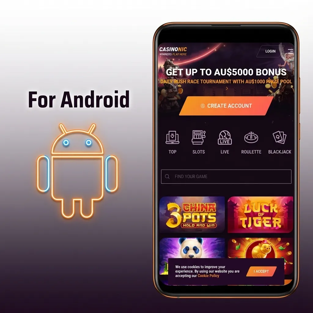 Android phone showing Casinonic mobile site in Chrome with “Add to Home screen” menu and new casino shortcut icon on home screen