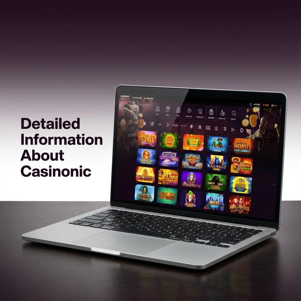Casinonic platform overview on laptop and phone screens, showing sports betting, pokies, live casino, and secure account features