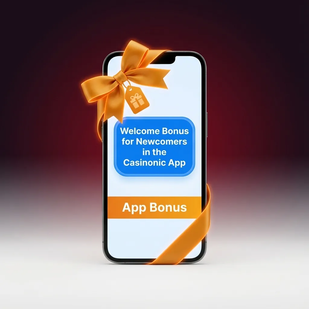 Casinonic app welcome bonus screen showing choice between sports betting bonus and AU$5,000 casino bonus with free spins